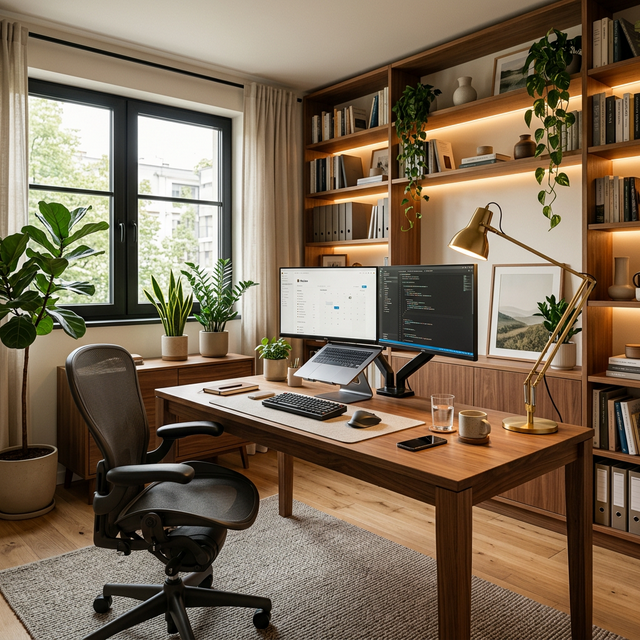 Biuro Domowe — wizualizacja wnętrza AI