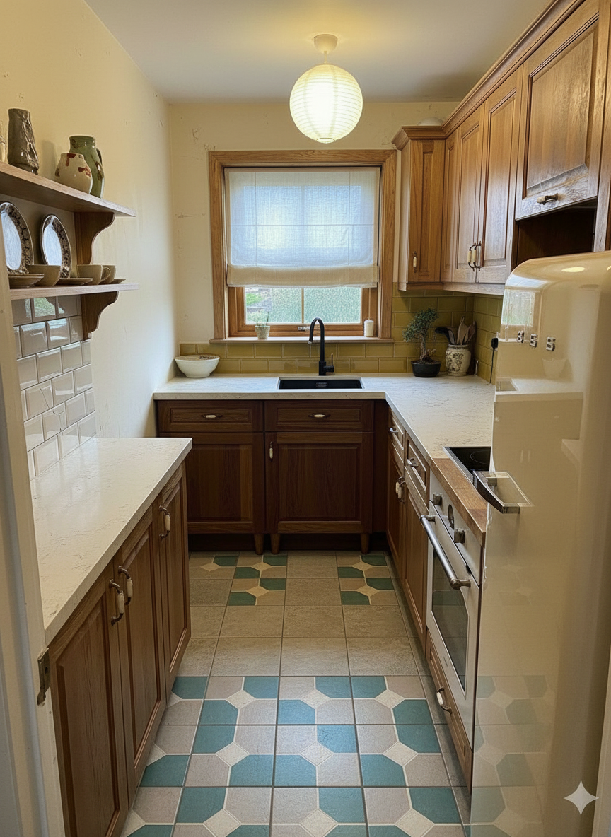 Mid-Century Modern — wizualizacja wnętrza AI